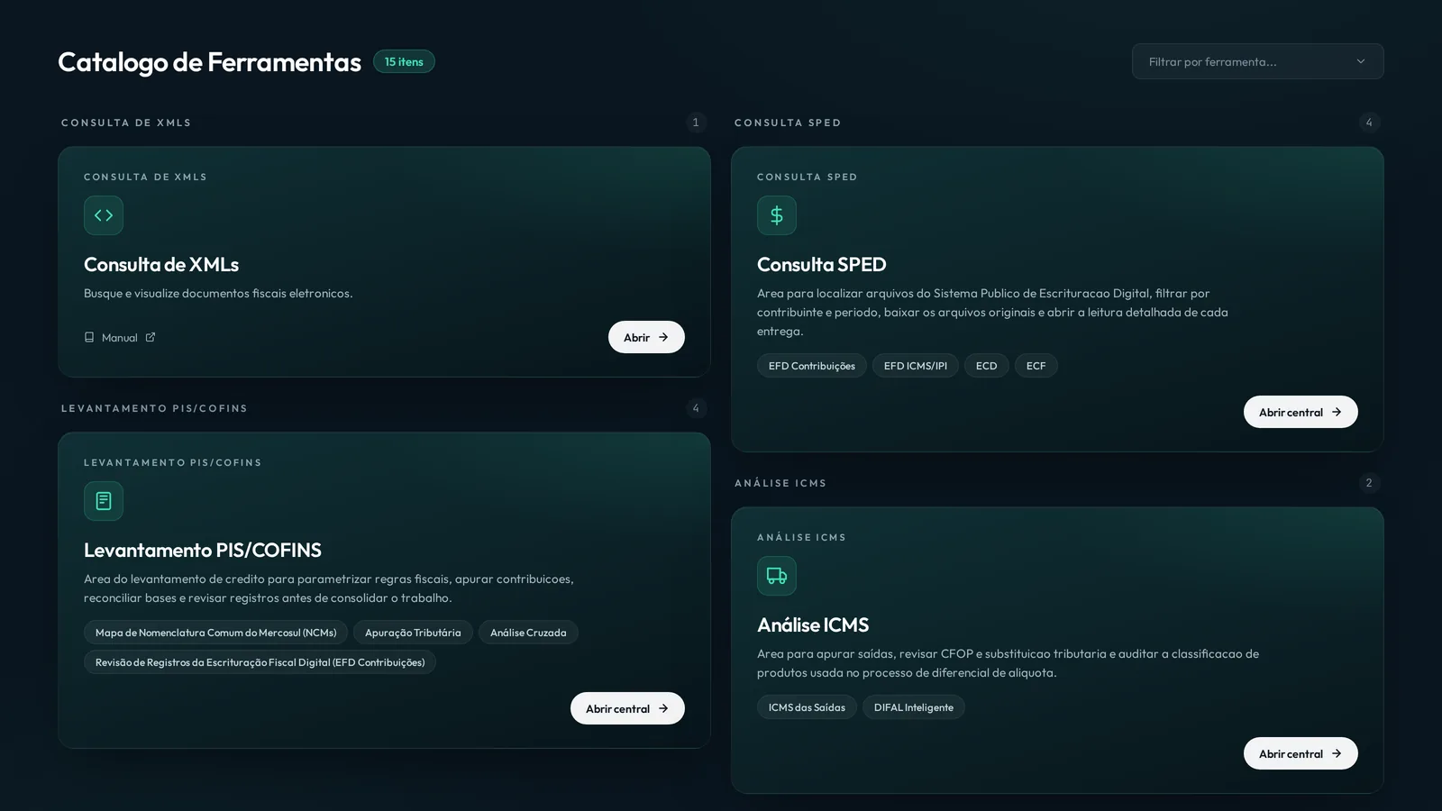 Catálogo de ferramentas fiscais